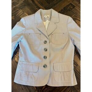 Ann Taylor Loft Pin Stripe Blazer Jacket Women 10 Cotton Blend Y2K Feminine